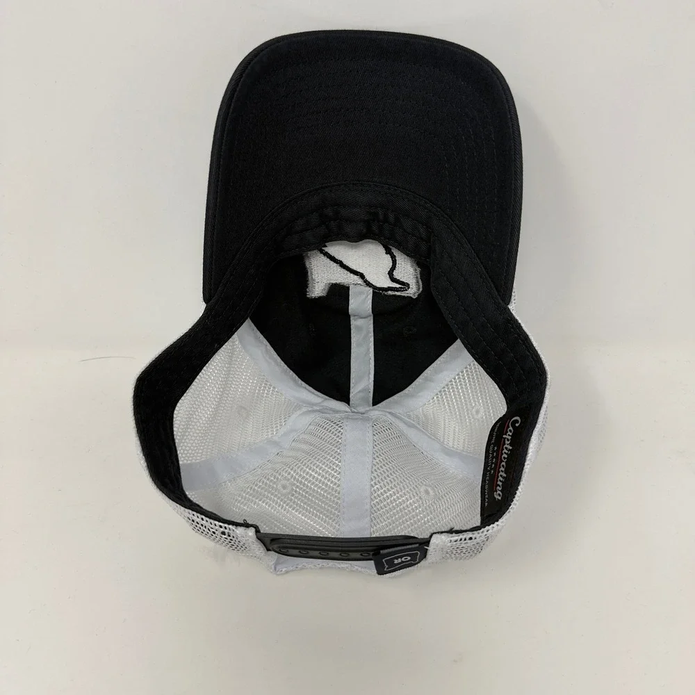 Captivating Oregon OR State Bird Outline Trucker Hat Black White Mesh Snapback‎
